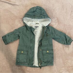 OshKosh khaki green lined hooded coat